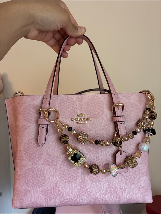 Hand Crafted Accessories - Gold and Black Crystal Beaded Charm Bag Chain